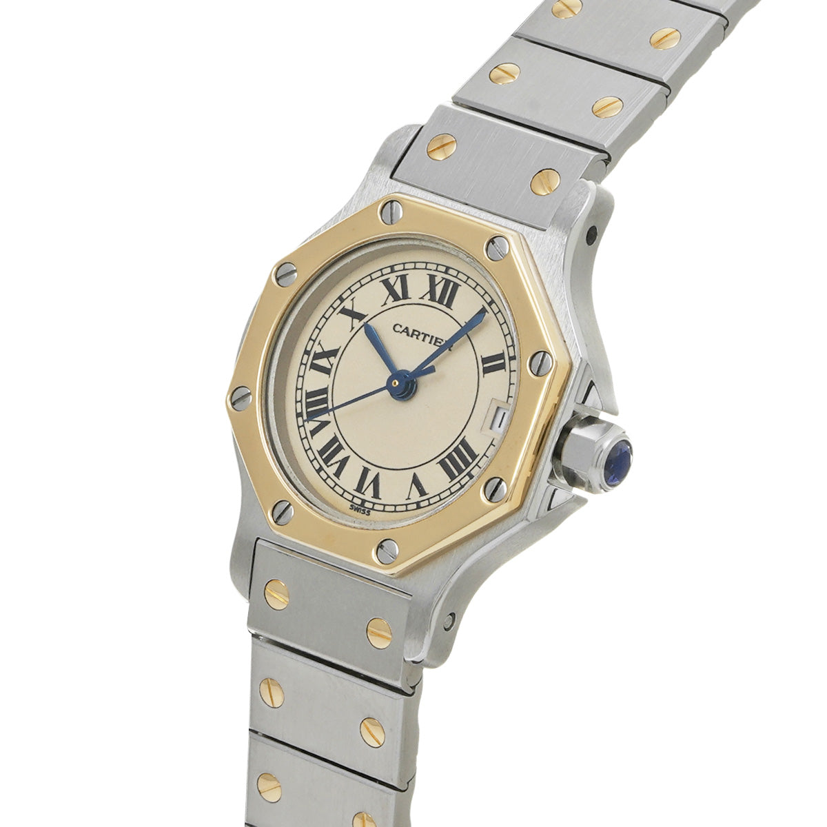 Santos Octagon SM W2001683 Ivory CARTIER Ladies [Pre-owned]