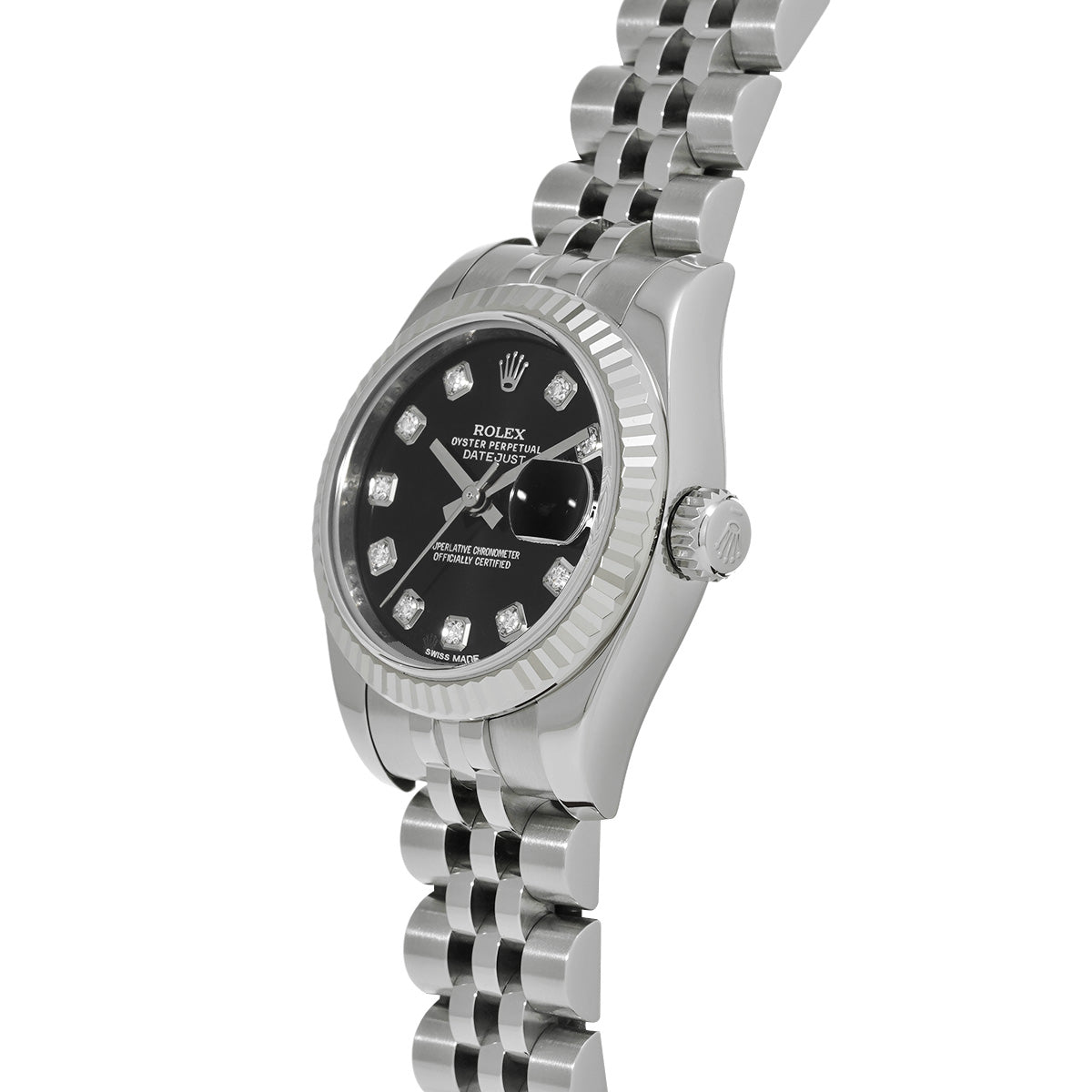 DATE JUST 179174G G (made around 2010) Black/Diamond ROLEX Ladies [Pre-Owned].