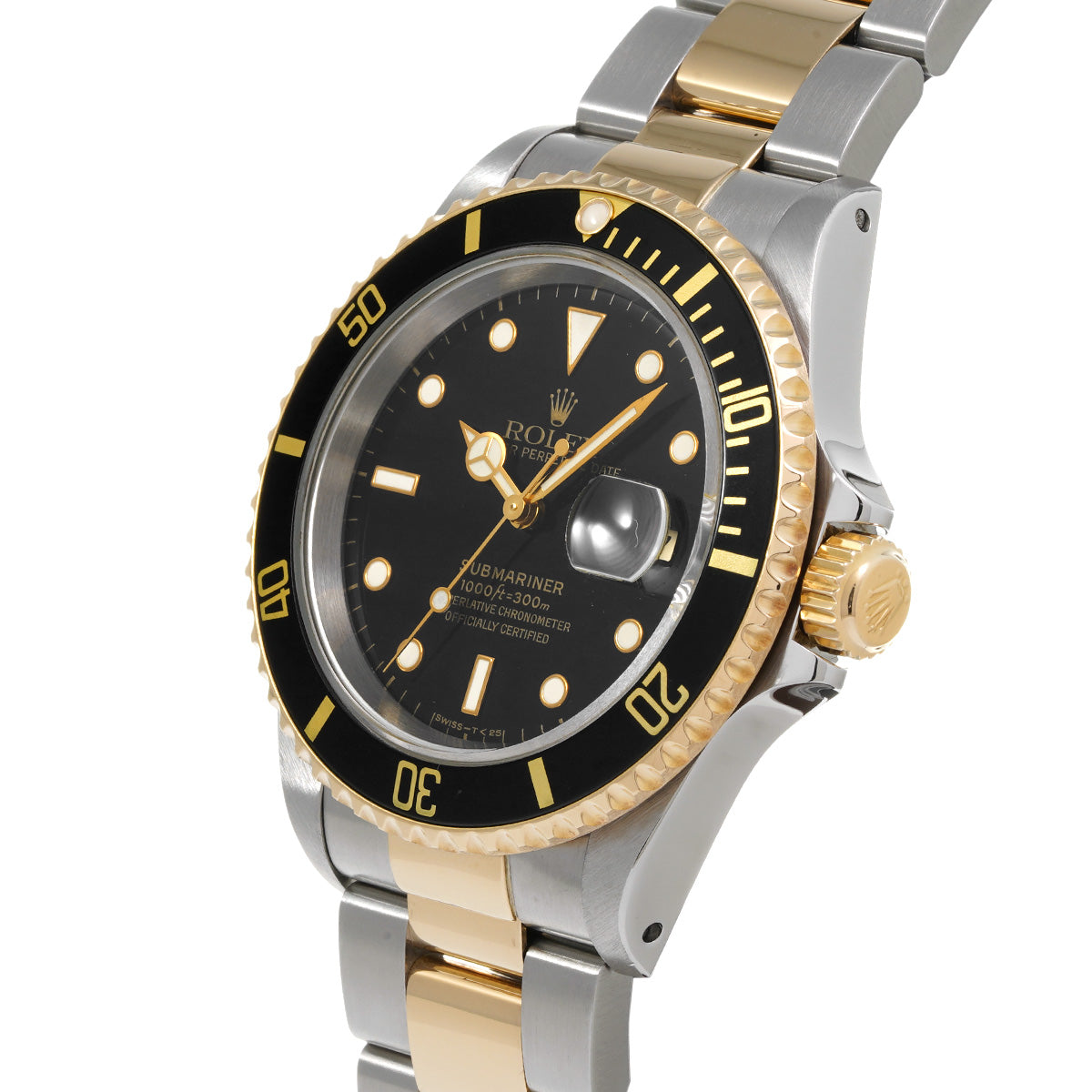 Submariner Date 16613 T (manufactured circa 1996) Black ROLEX Men's [Pre-Owned].