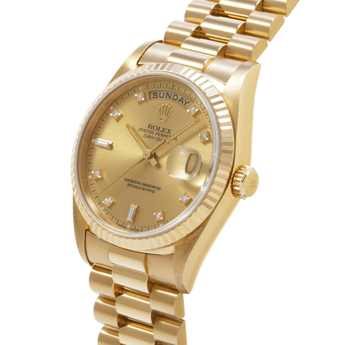 Day Date 18238A L (manufactured circa 1989) Champagne/Diamond ROLEX Men's [Pre-Owned].