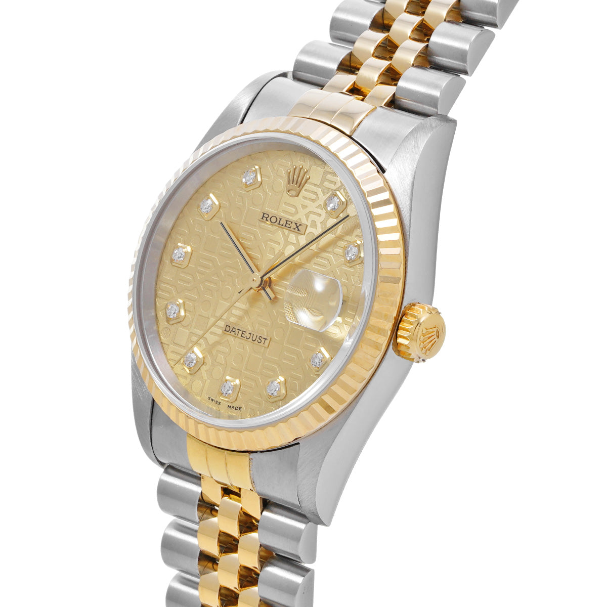 Datejust 16233G U (manufactured circa 1997) Champagne Computer/Diamond ROLEX Men's [Pre-Owned].