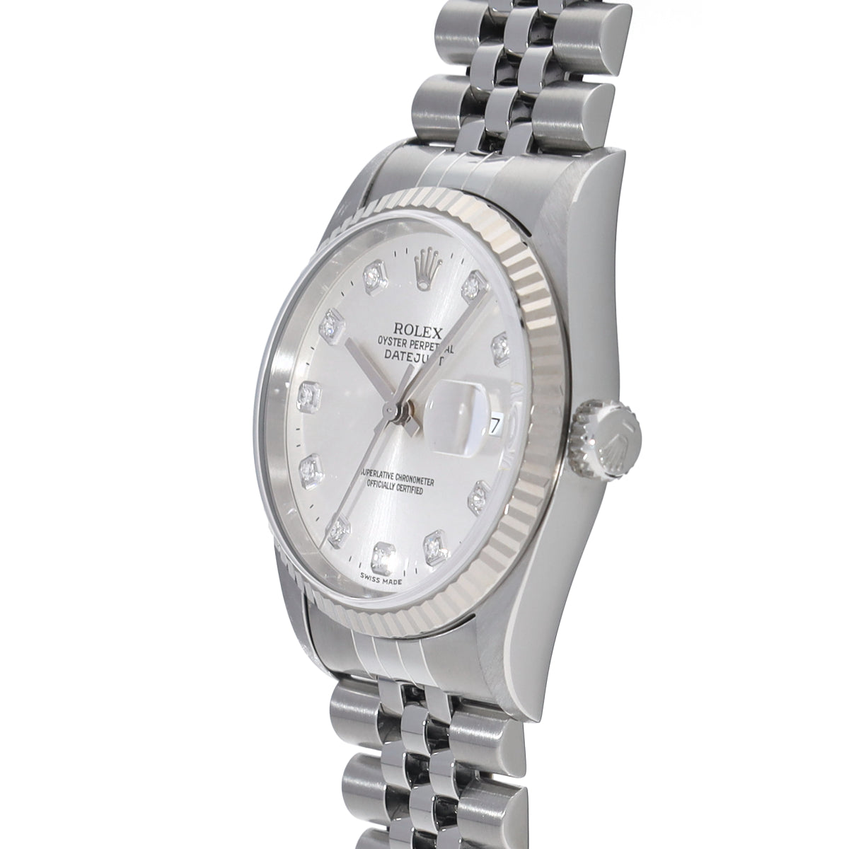 DATE JUST 16234G T (manufactured circa 1997) Silver/Diamond ROLEX Men's [Pre-Owned].