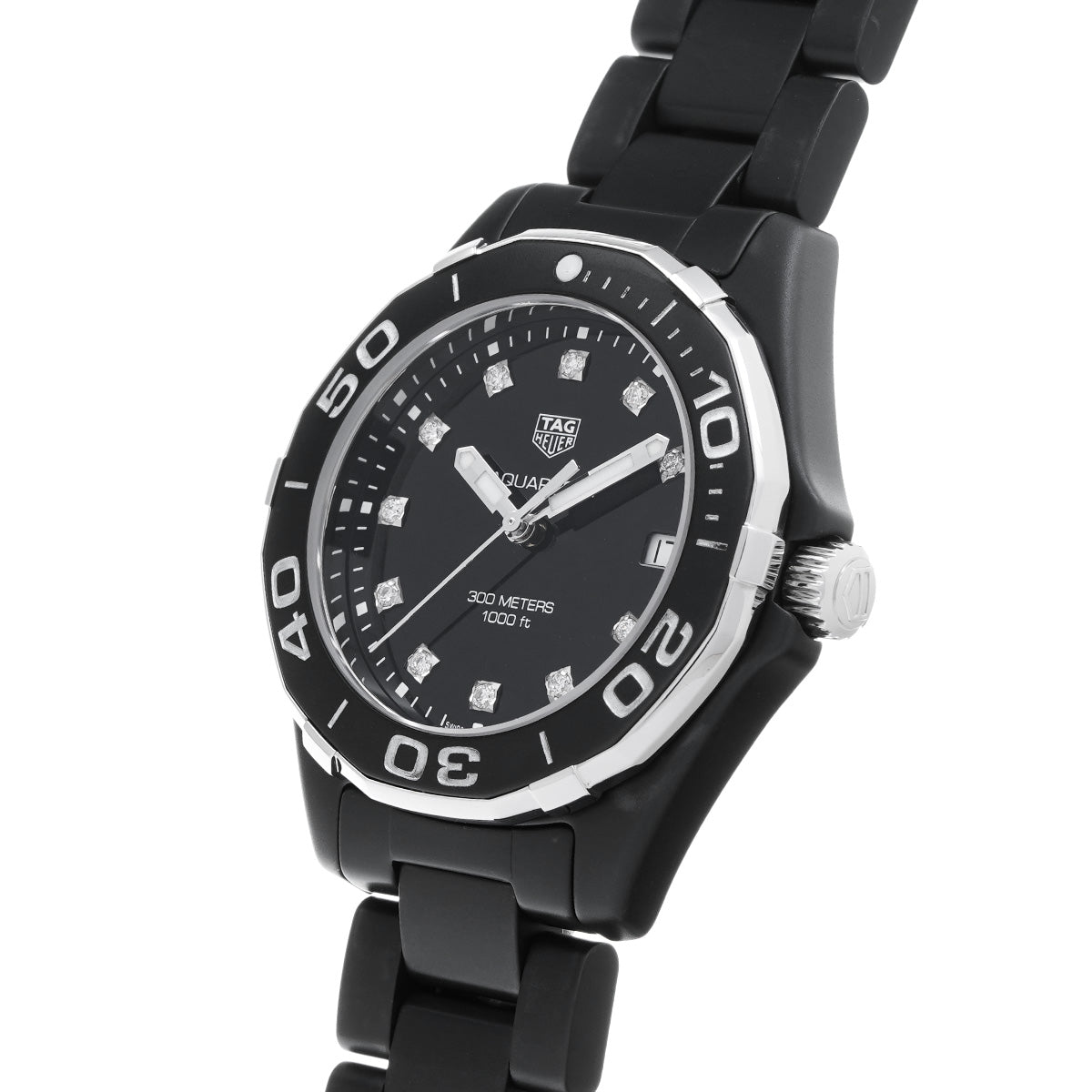 Aquaracer Quartz WAY1397.BH0743 Black/Diamond TAG HEUER Unisex [Pre-Owned]