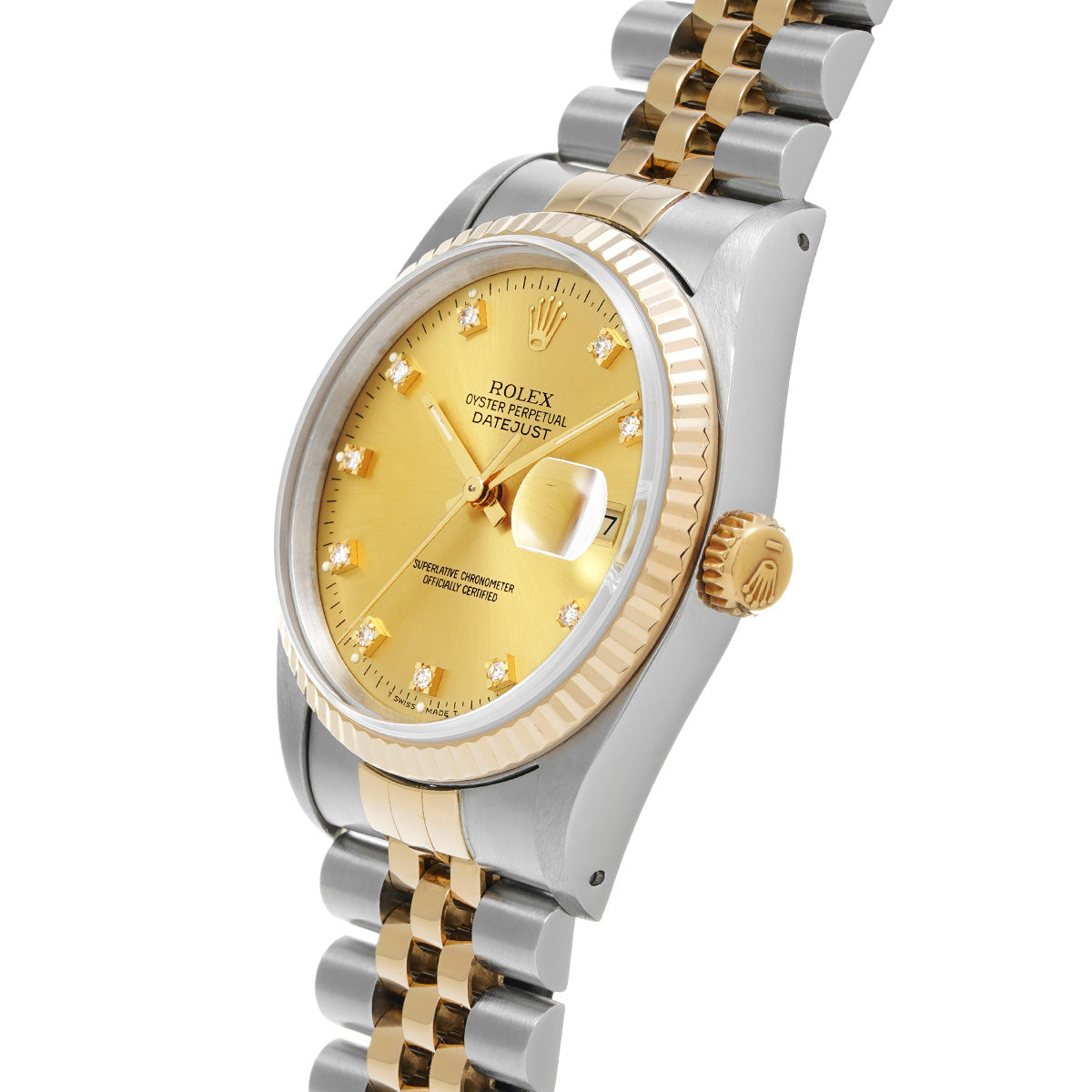 DATE JUST 16233G X (manufactured circa 1993) Champagne/Diamond ROLEX Men's [Pre-Owned].