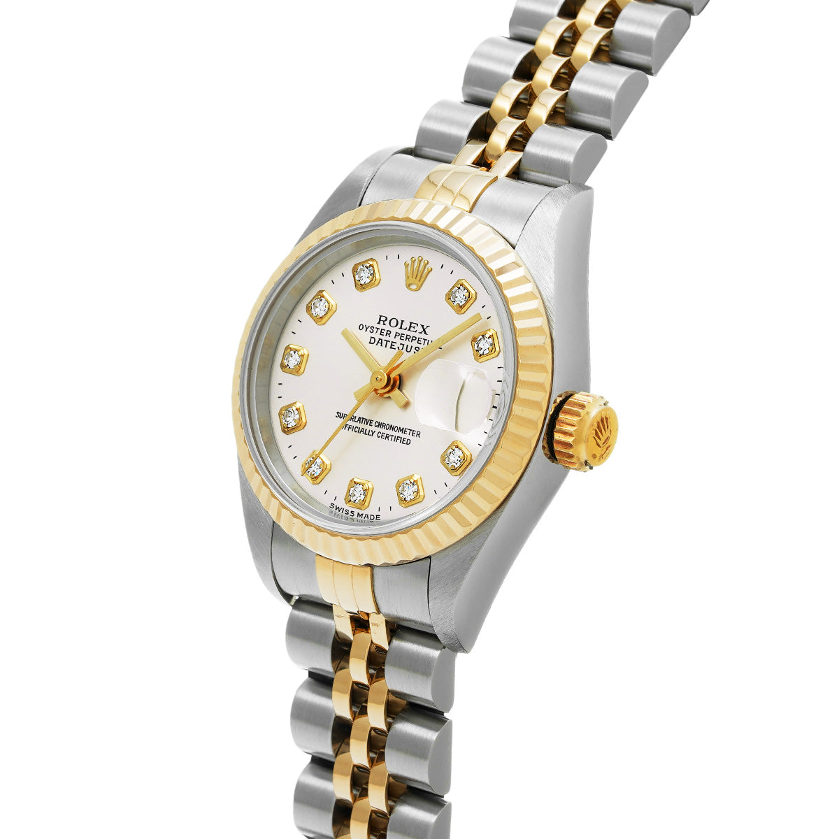 DATE JUST 69173G T (manufactured circa 1996) Silver/Diamond ROLEX Ladies [Pre-Owned].