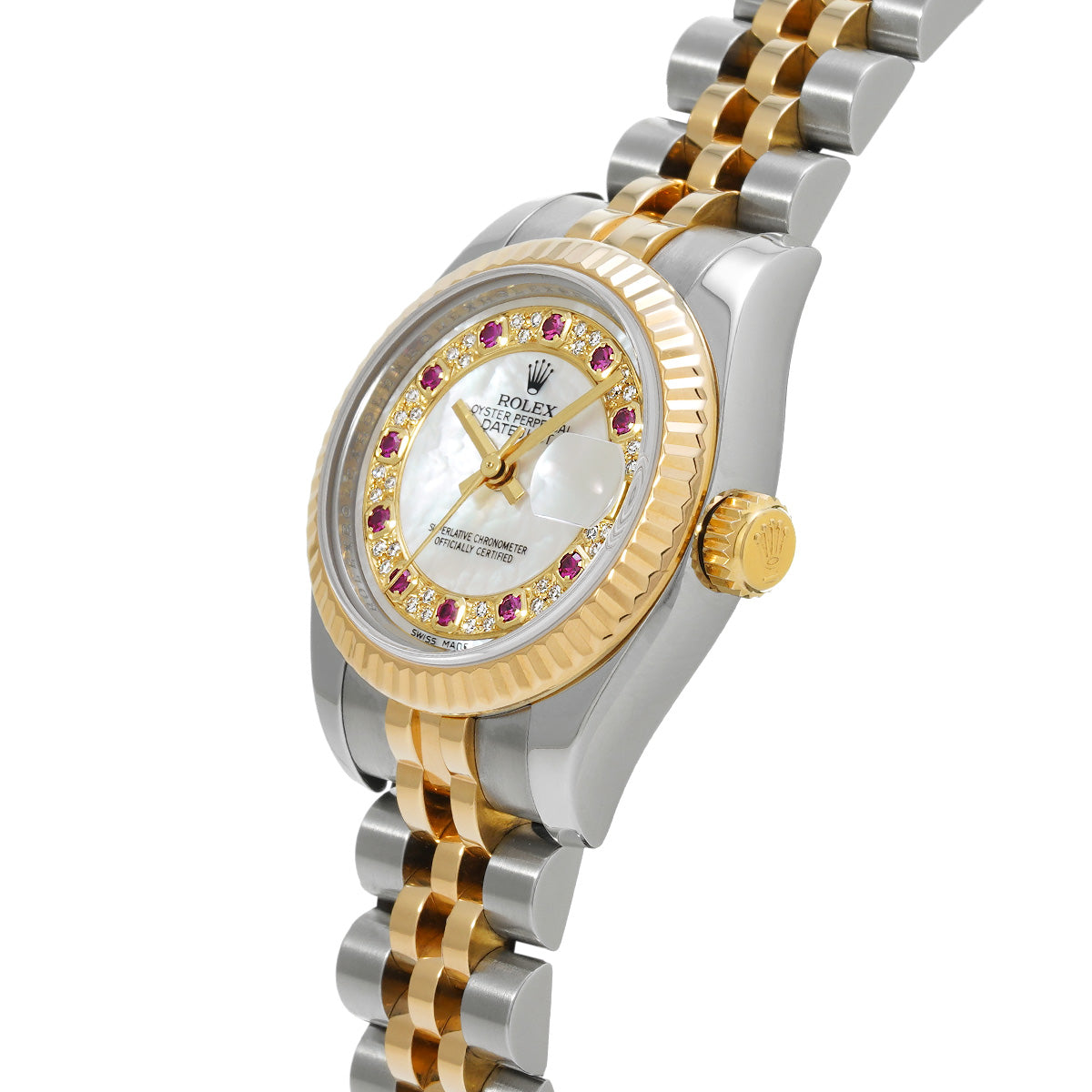 DATE JUST 179173 White MOP/Ruby/Diamond ROLEX Ladies [Pre-Owned].