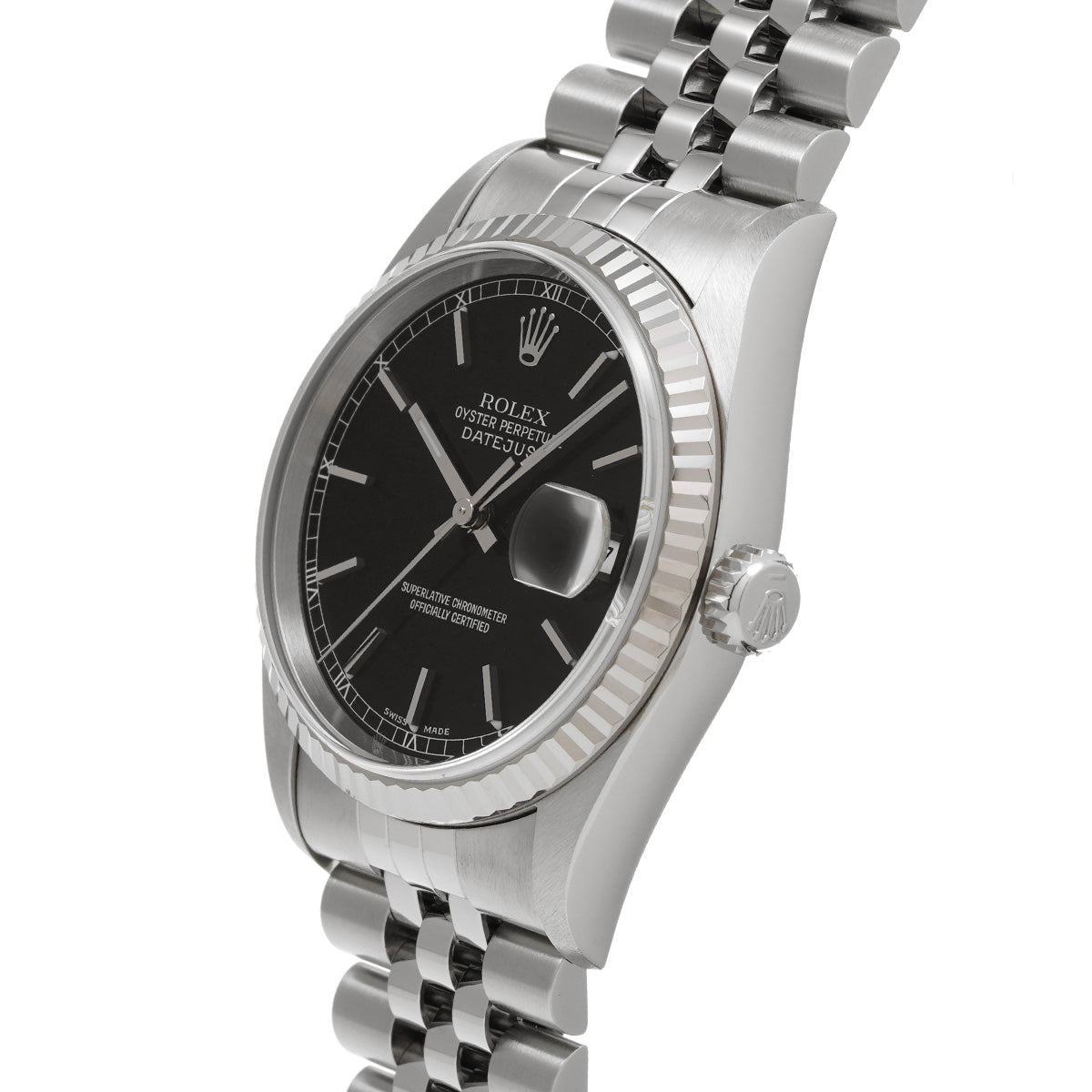 DATE JUST 16234 K (manufactured circa 2001) Black ROLEX Men's [Pre-Owned].