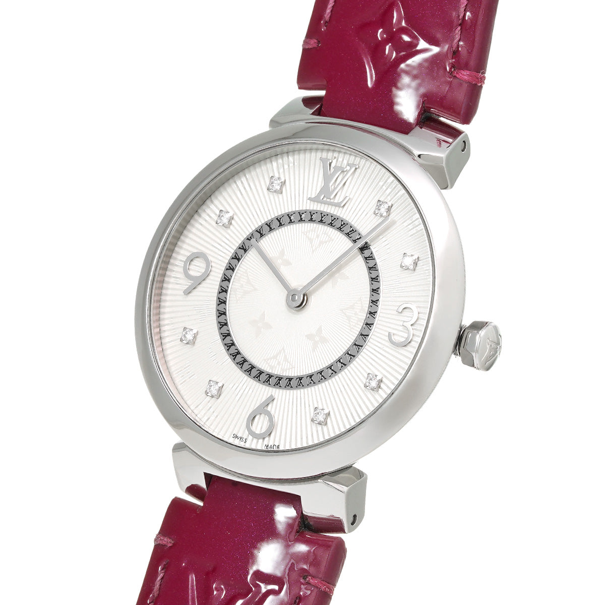 Tambour Slim Q13MJZ Silver/Diamond LOUIS VUITTON Ladies [Pre-owned].