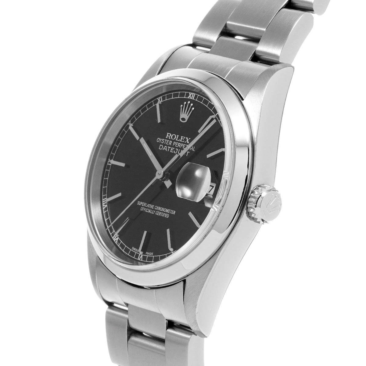 16200 DATE JUST A (manufactured circa 1999) Black ROLEX Men's [Pre-Owned].