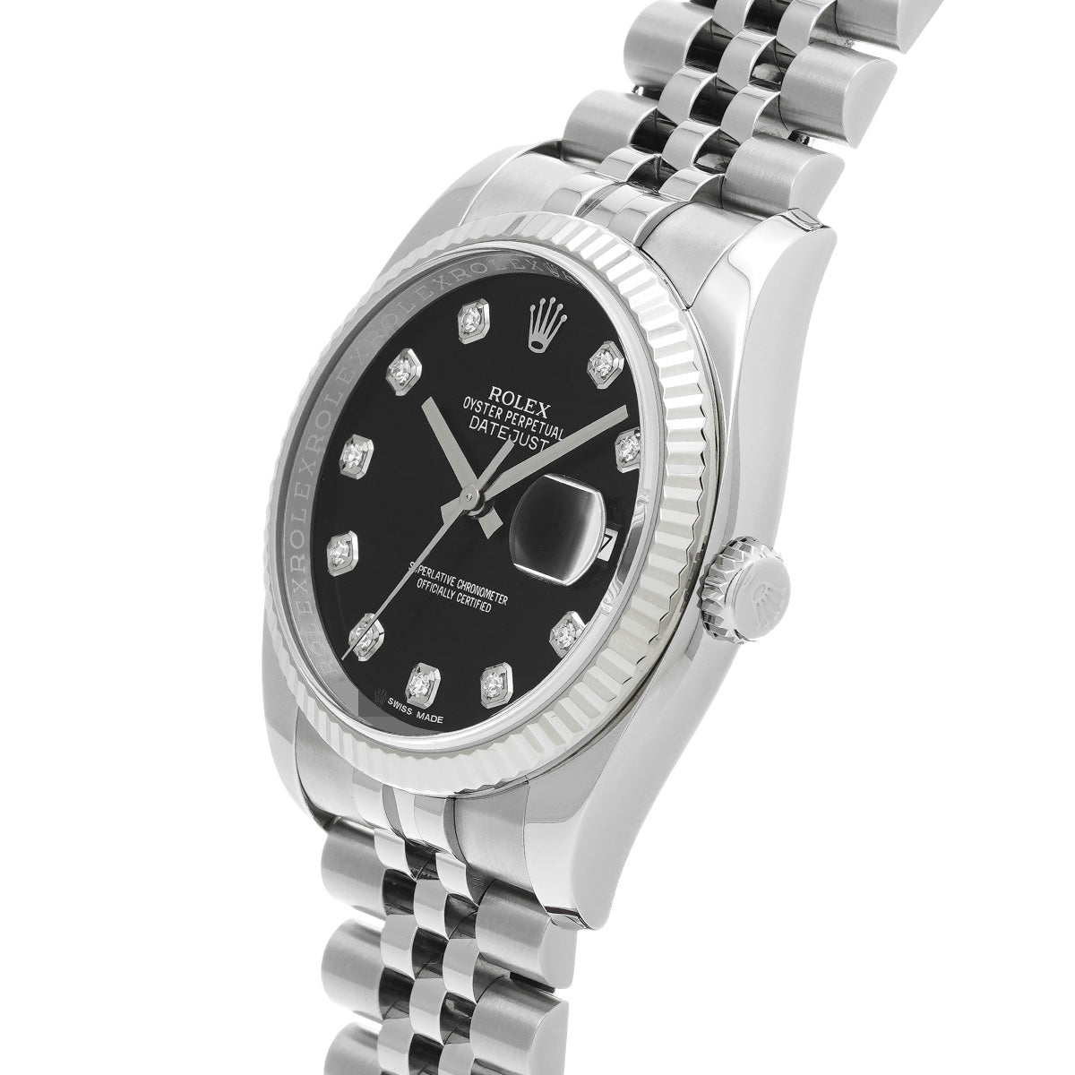 DATE JUST 116234G Random Serial Black/Diamond ROLEX Men's [Pre-Owned].