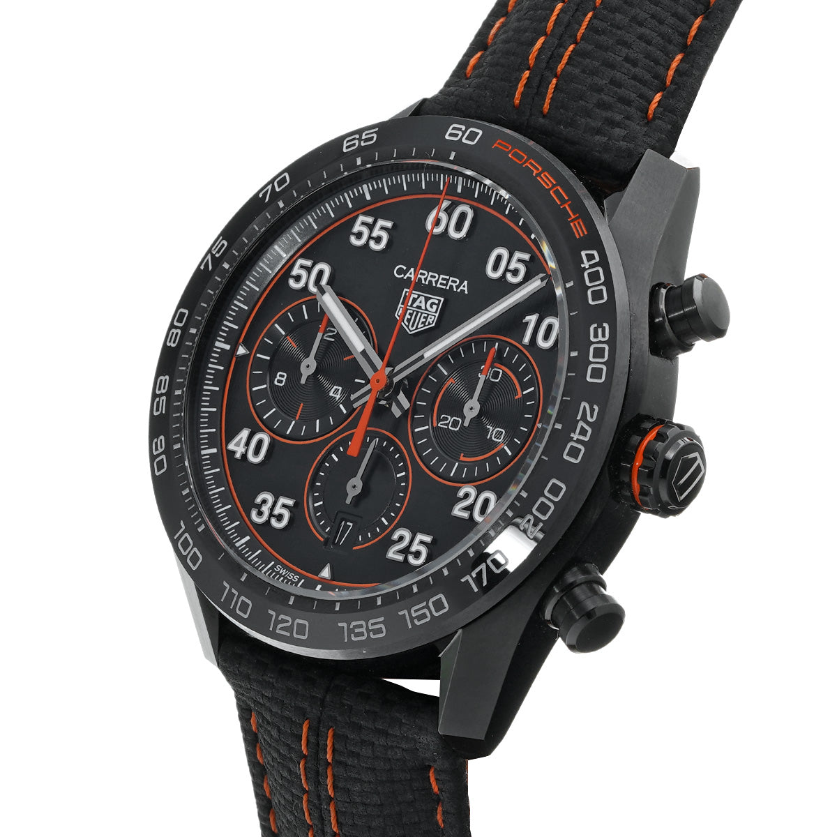 Carrera Calibre Heuer 02 Chronograph Porsche Orange Racing CBN2A1M.FC6526 Black TAG HEUER Mens [Pre-Owned]