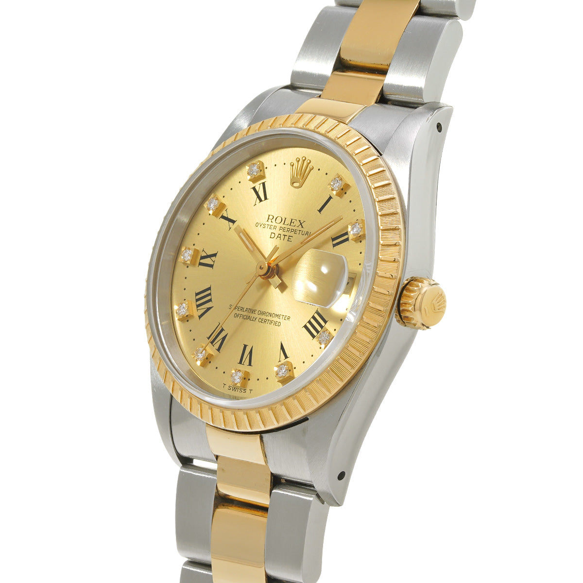 Oyster Perpetual Date 15233 X (manufactured circa 1991) Champagne/Diamond ROLEX Men's [Pre-Owned].