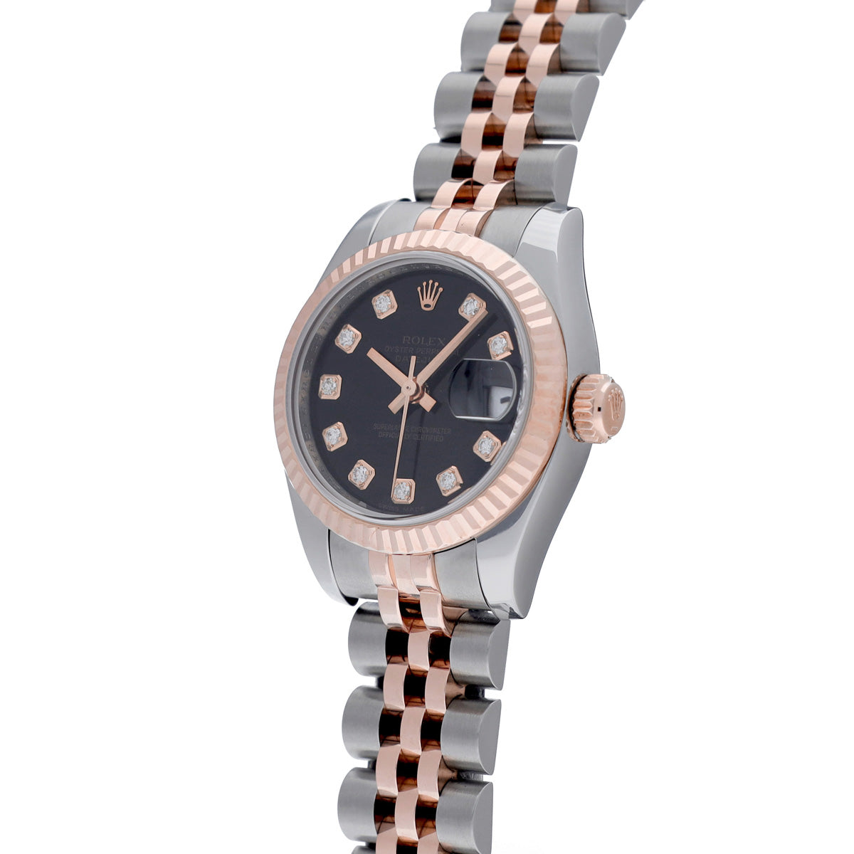 DATE JUST 179171G (manufactured circa 2005) Black/Diamond ROLEX Ladies [Pre-Owned].