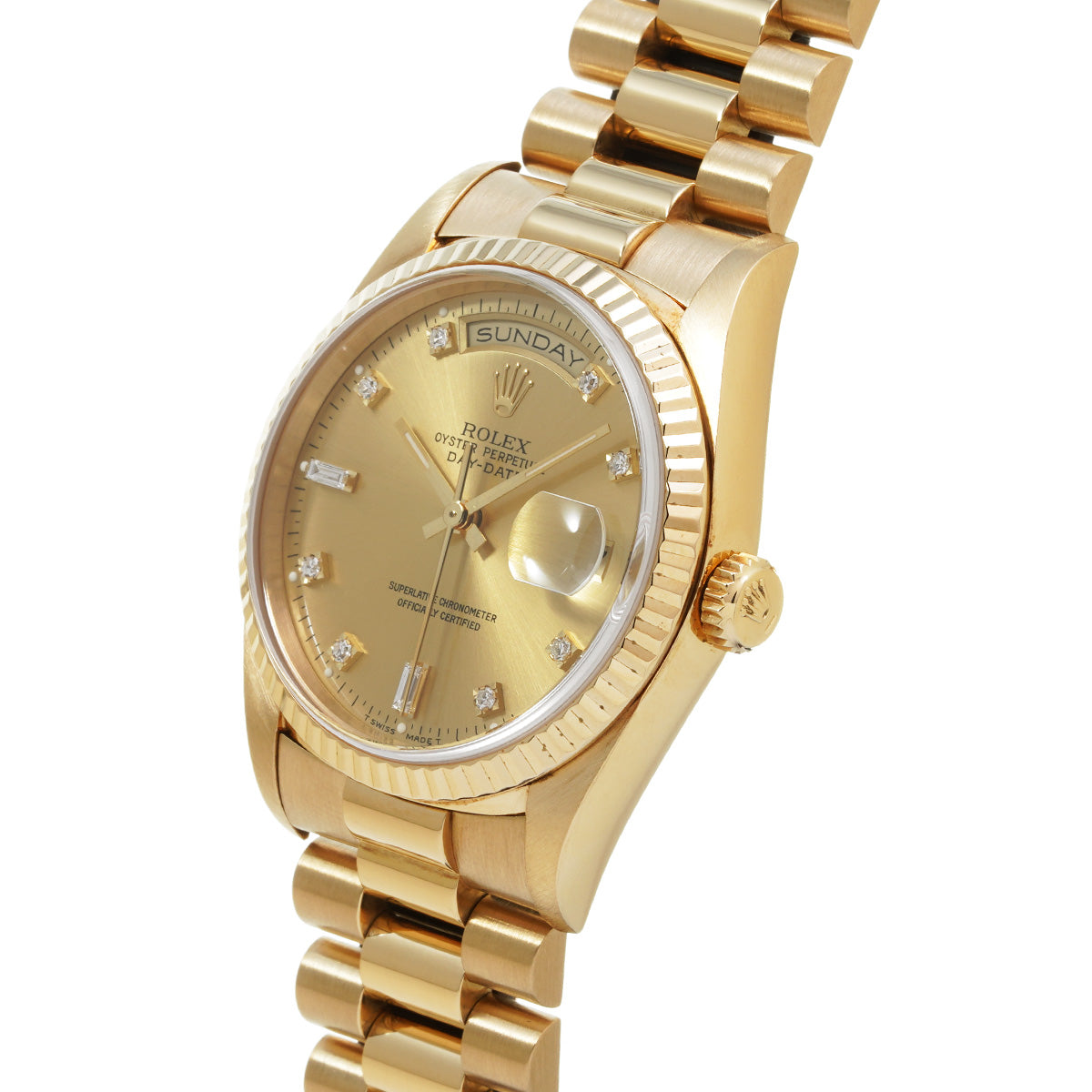 Day Date 18238A S (manufactured circa 1993) Champagne/Diamond ROLEX Men's [Pre-Owned].