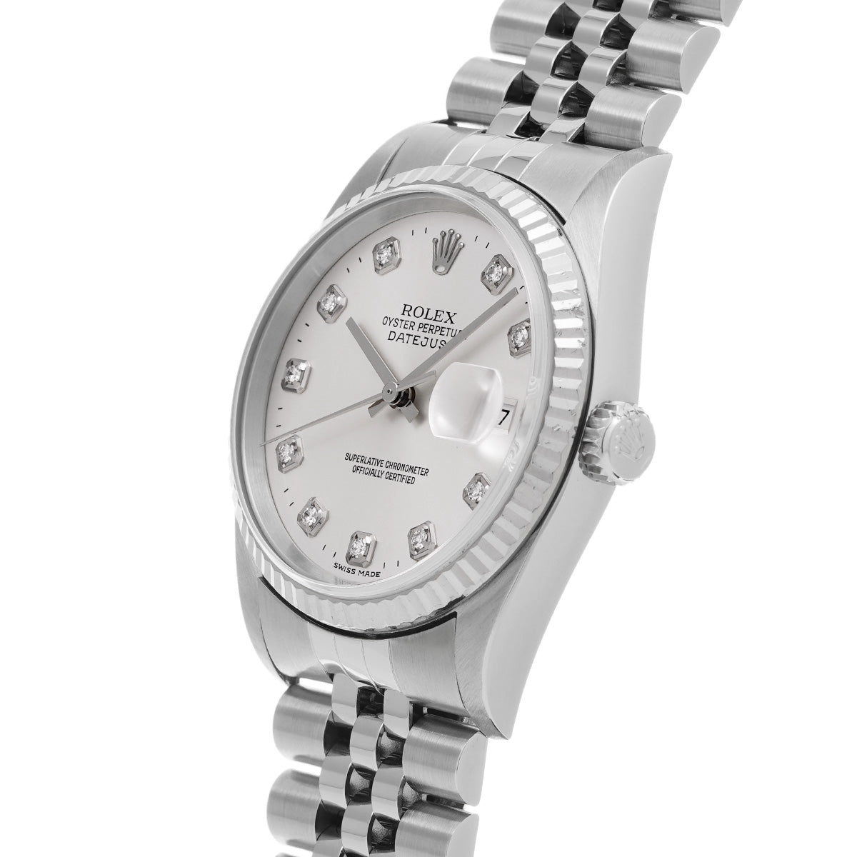 DATE JUST 16234G Y (manufactured circa 2003) Silver/Diamond ROLEX Men's [Pre-Owned].