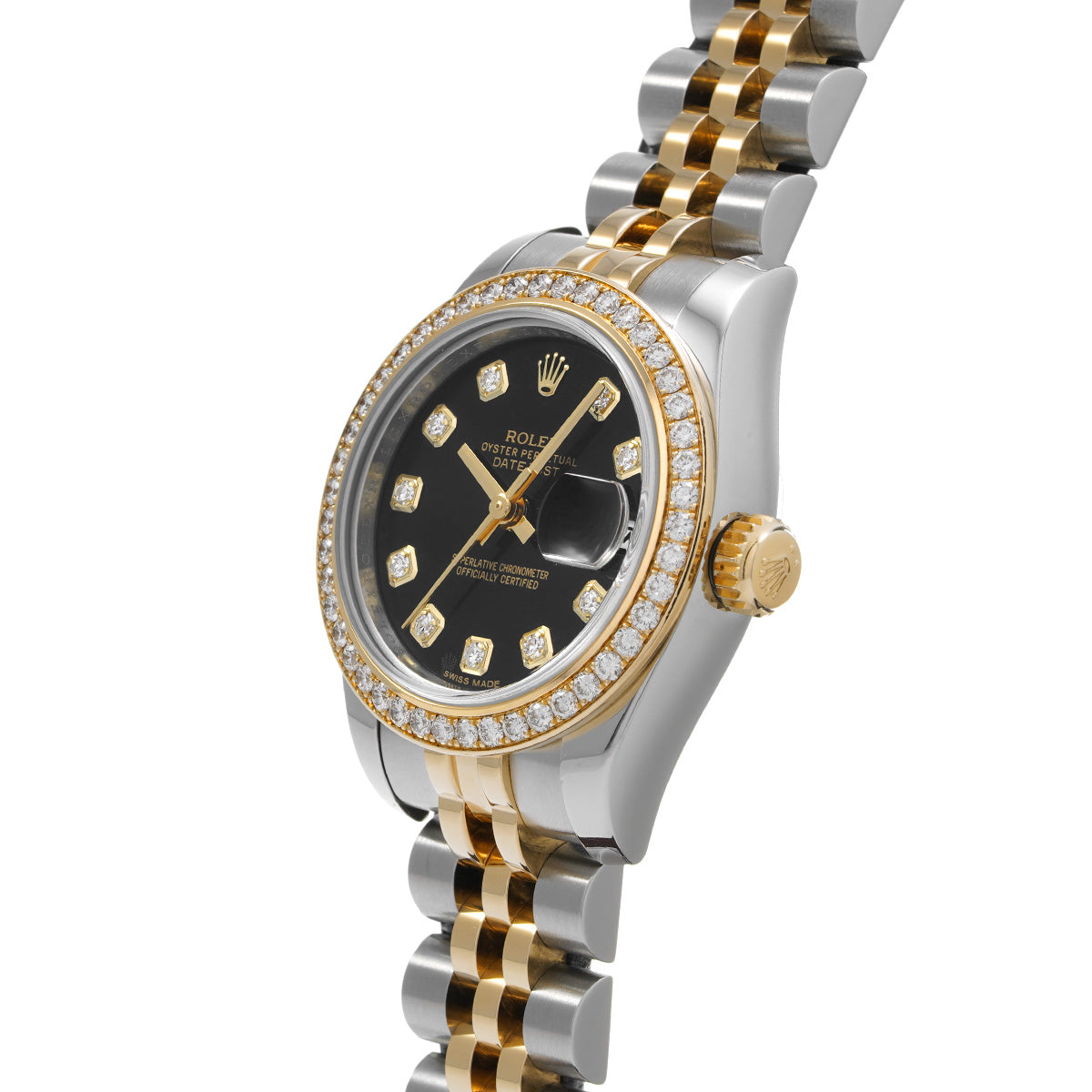 DATE JUST 179383G Random Serial Black/Diamond ROLEX Ladies [Pre-Owned].