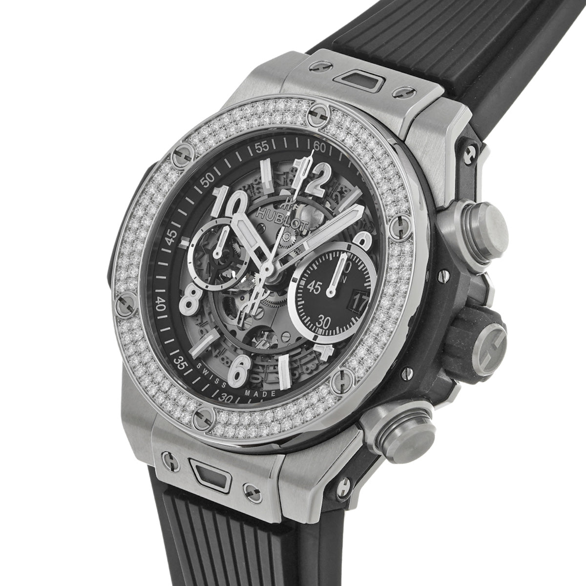 Big Bang Unico Titanium Diamond 421.NX.1170.RX.1104 Black Skeleton HUBLOT Men's [Pre-owned]