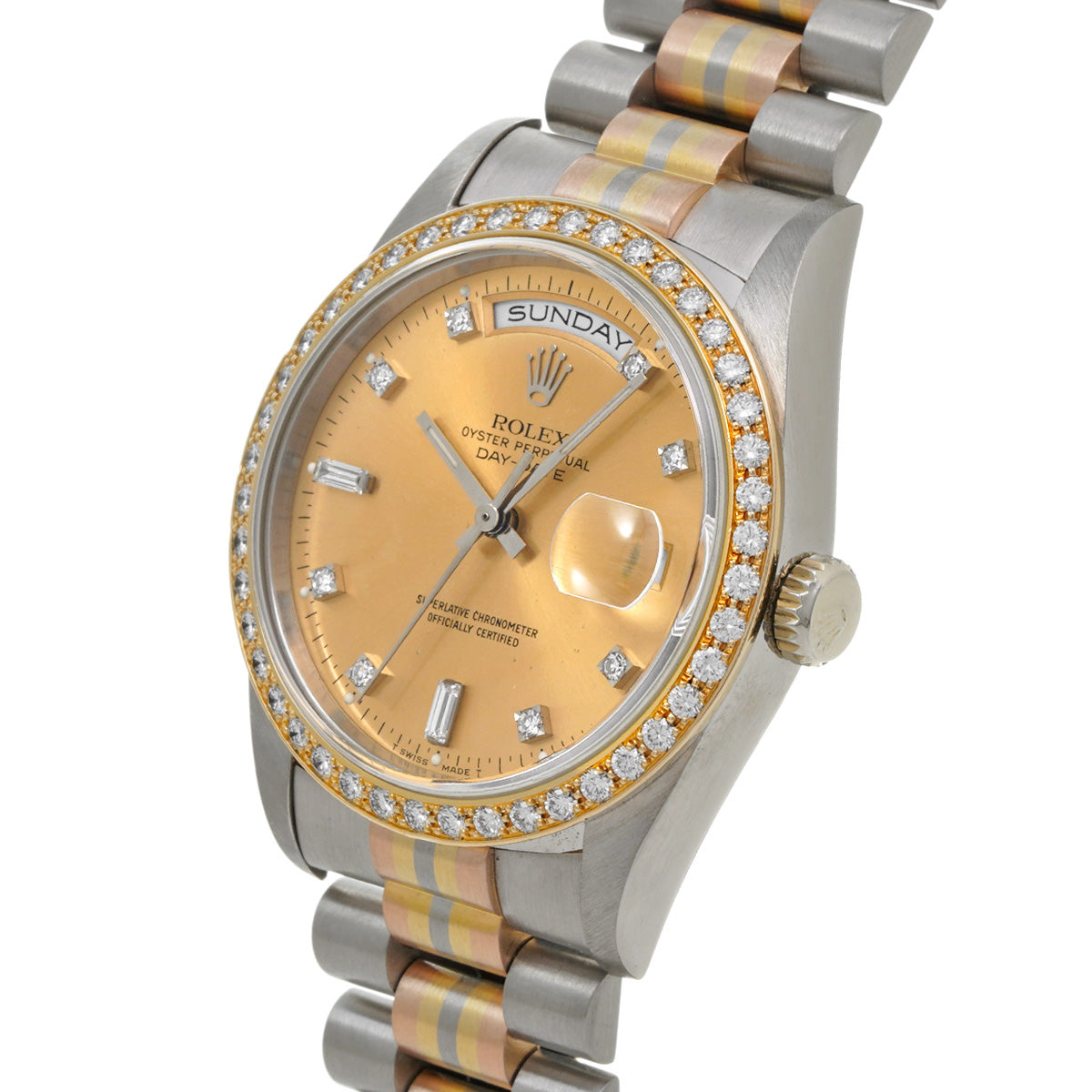 Day Date 18349A BIC No. L (manufactured circa 1988) Champagne/Diamond ROLEX Men's [Pre-Owned].