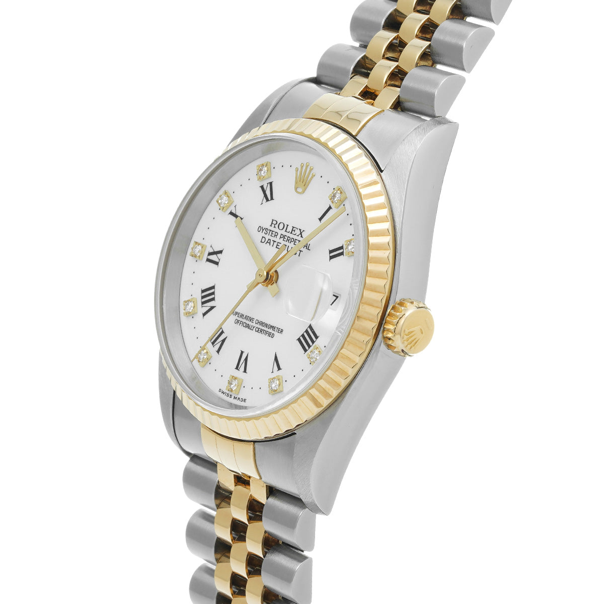 DATE JUST 16233G W (made around 1995) White/Diamond ROLEX Men's [Pre-Owned].
