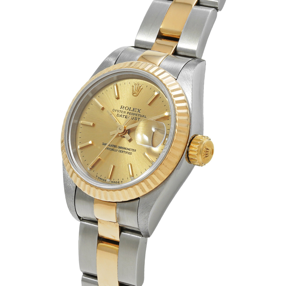 DATE JUST 69173 W (manufactured circa 1995) Champagne ROLEX Ladies [Pre-Owned].