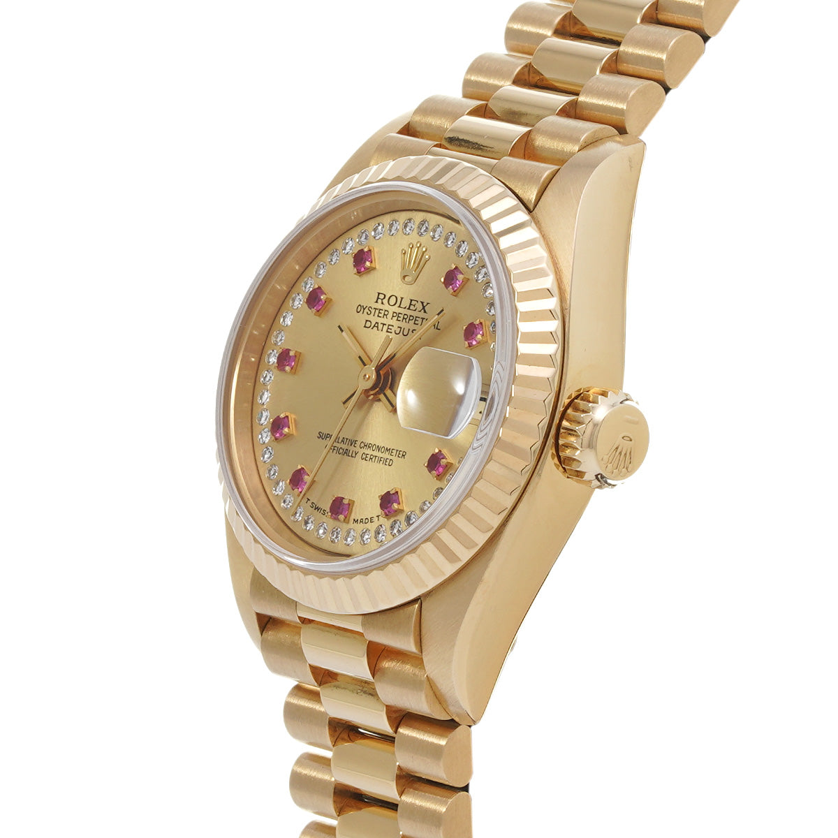 Datejust 69178LR W (manufactured circa 1995) Champagne/Diamond/Ruby ROLEX Ladies [Pre-Owned].