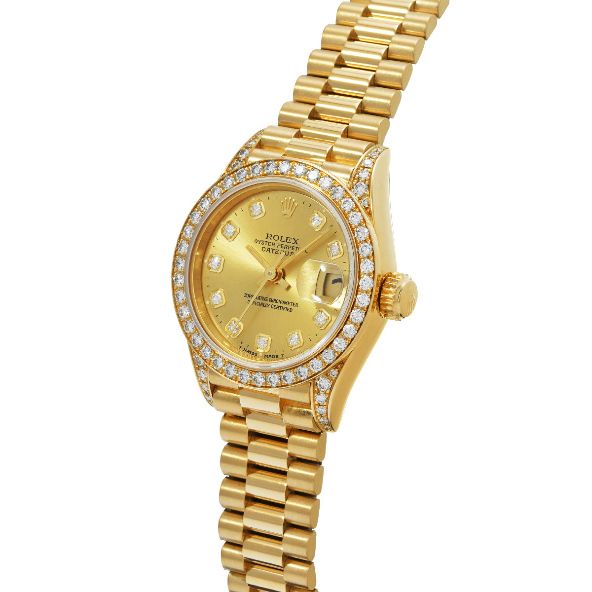 DATE JUST 69158G W (made around 1994) Champagne/Diamond ROLEX Ladies [Pre-Owned].