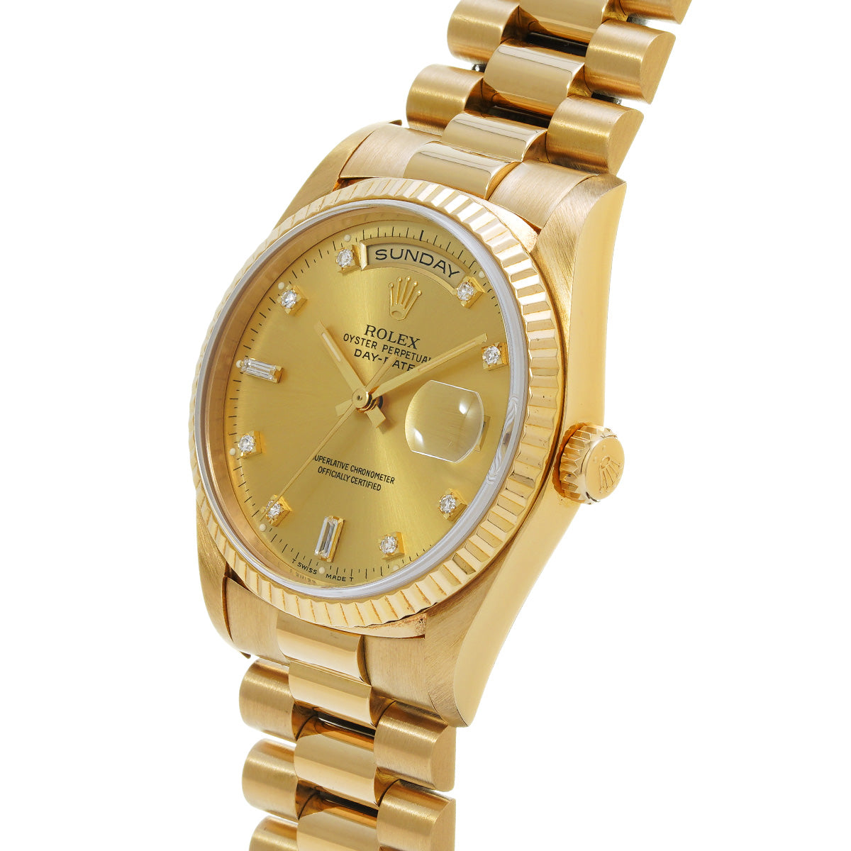 Day Date 18238A X (manufactured circa 1993) Champagne/Diamond ROLEX Men's [Pre-Owned].