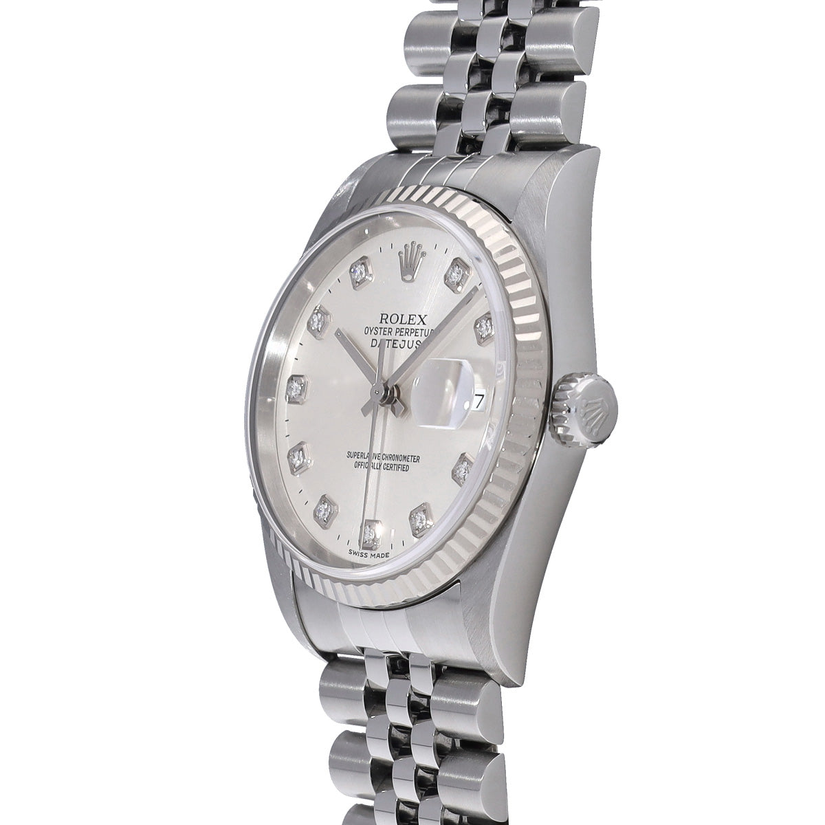 DATE JUST 16234G Y (manufactured circa 2003) Silver/Diamond ROLEX Men's [Pre-Owned].