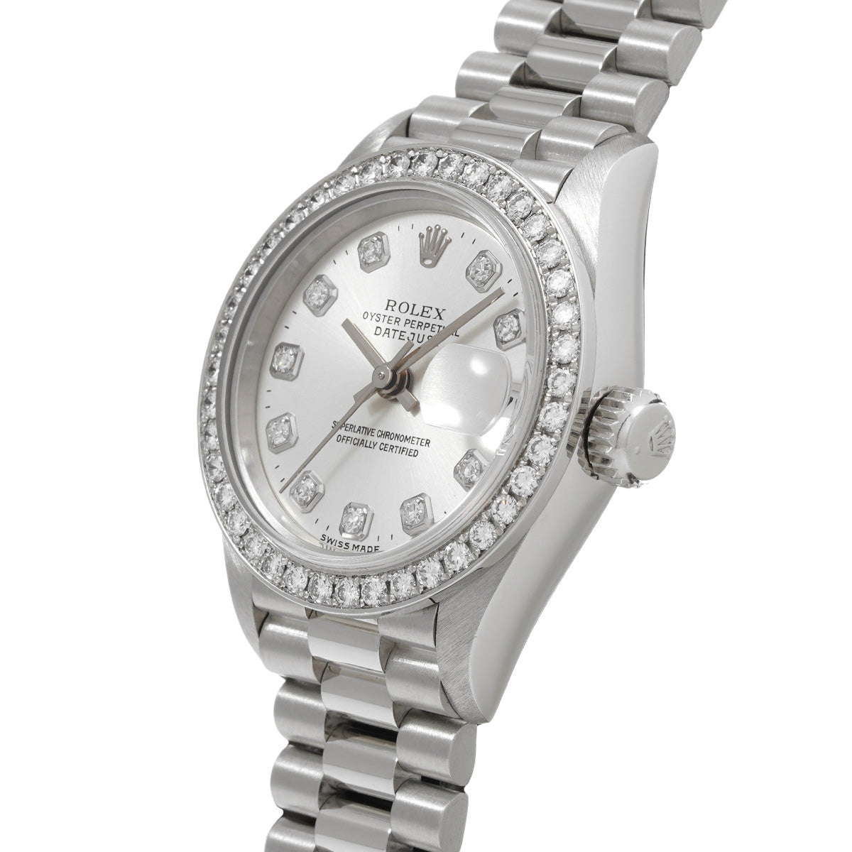 DATE JUST 69136G W (manufactured circa 1996) Silver/Diamond ROLEX Ladies [Pre-Owned].