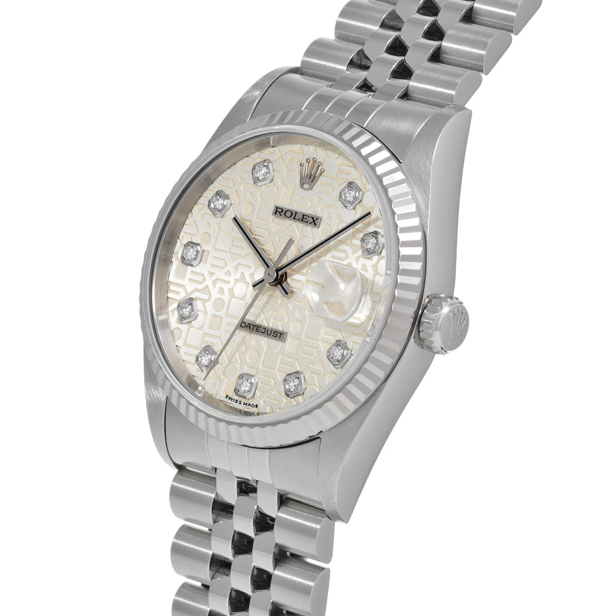 Datejust 16234G A (manufactured circa 1998) Silver Computer/Diamond ROLEX Men's [Pre-Owned].