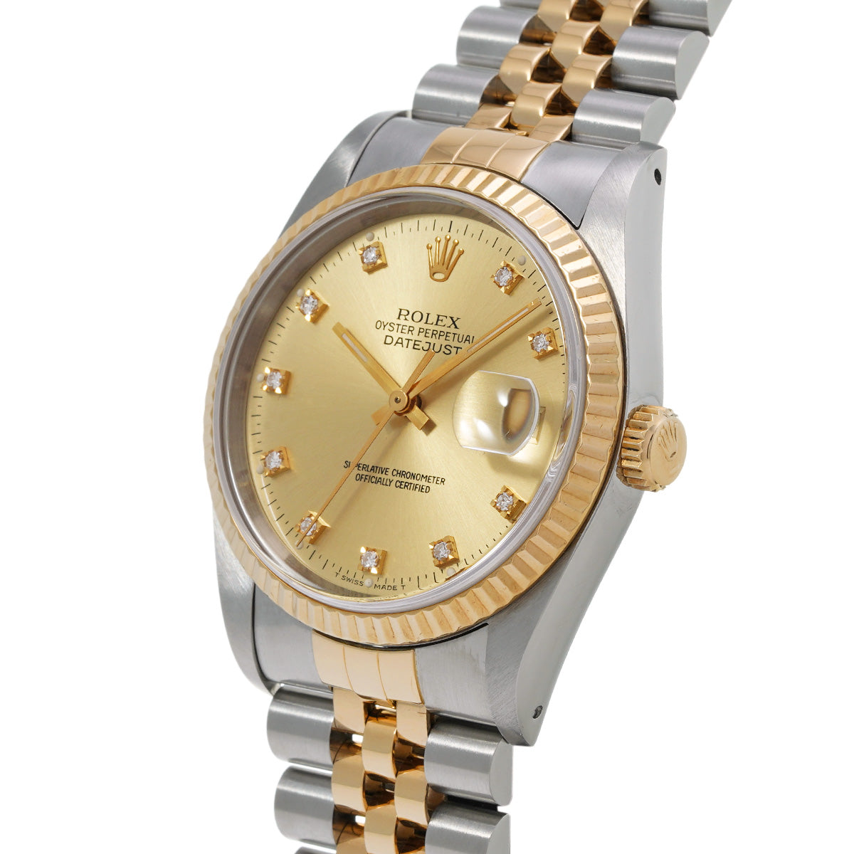 Datejust 16233G L (manufactured circa 1990) Champagne/Diamond ROLEX Men's [Pre-Owned].