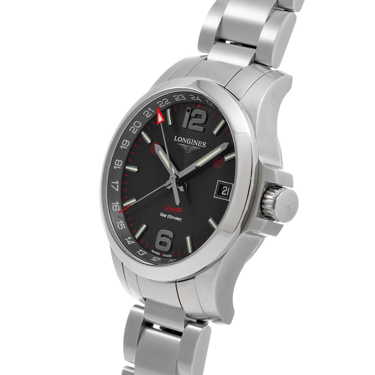 Conquest V.H.P. GMT L3.718.4.56.6 Black LONGINES Men's [Pre-Owned].