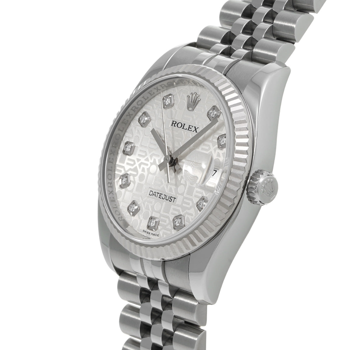 Datejust 116234G V (manufactured circa 2009) Silver Computer/Diamond ROLEX Men's [Pre-Owned].