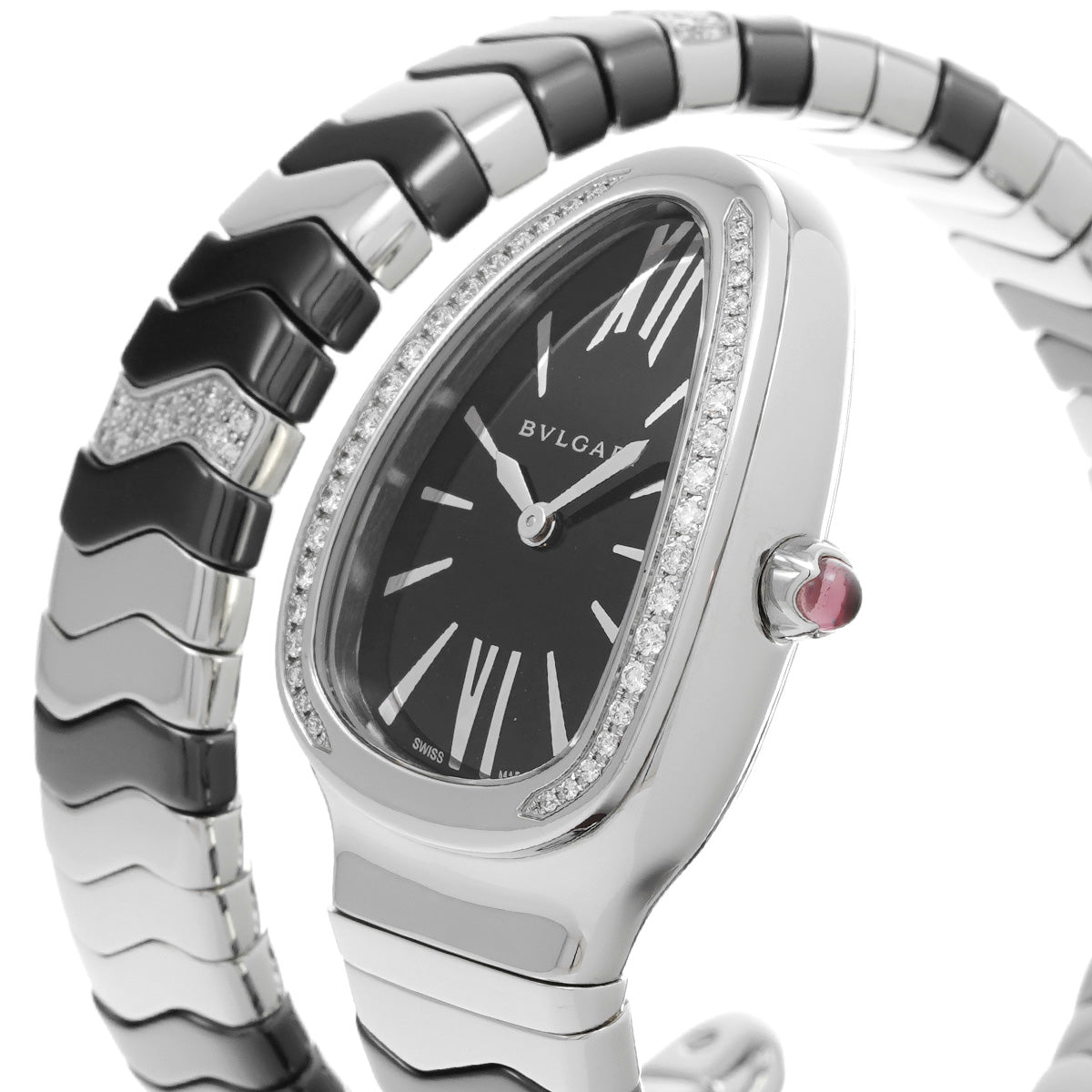 Serpenti Tubogas Single Spiral SP35S Black BVLGARI Ladies [Pre-owned].