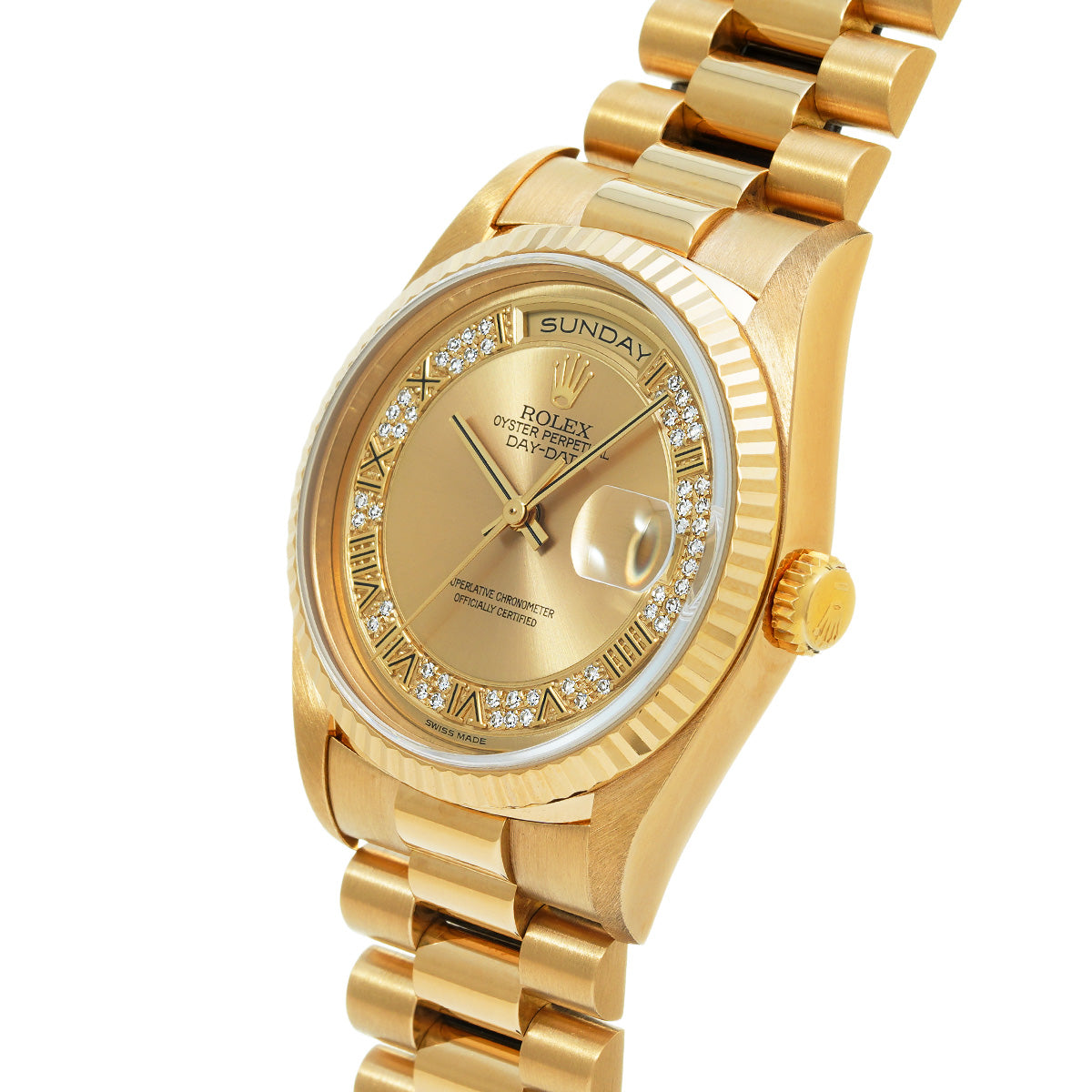 Day Date 18238 S (manufactured circa 1994) Champagne/Milliard Diamonds ROLEX Men's [Pre-Owned].