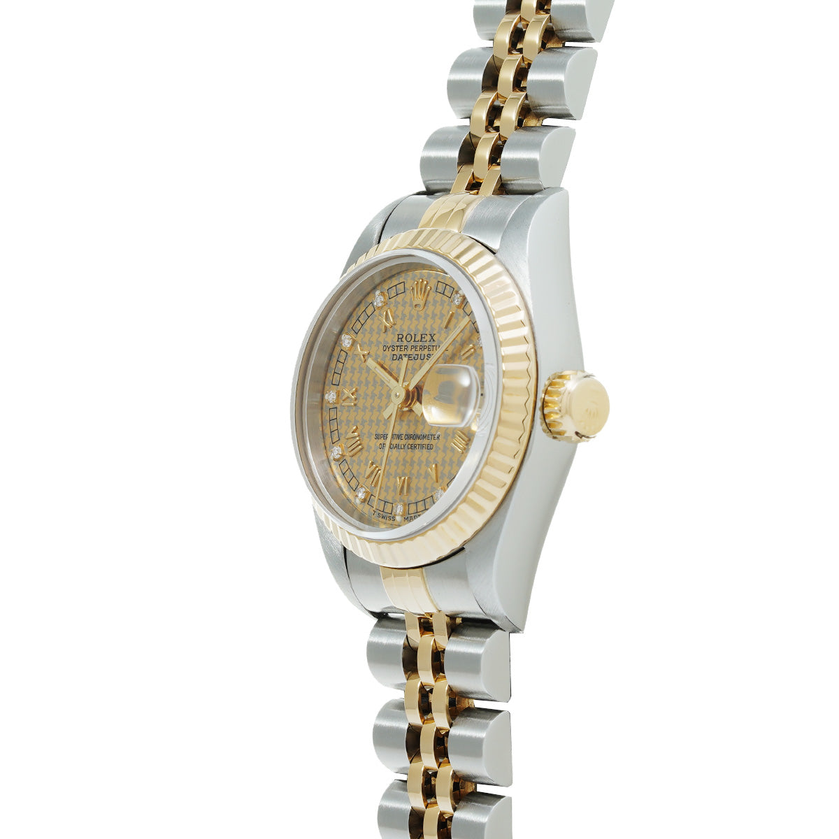 DATE JUST 10P DIAMONDS 69173G W No. (manufactured circa 1995) Hand Tooth/Diamond ROLEX Ladies