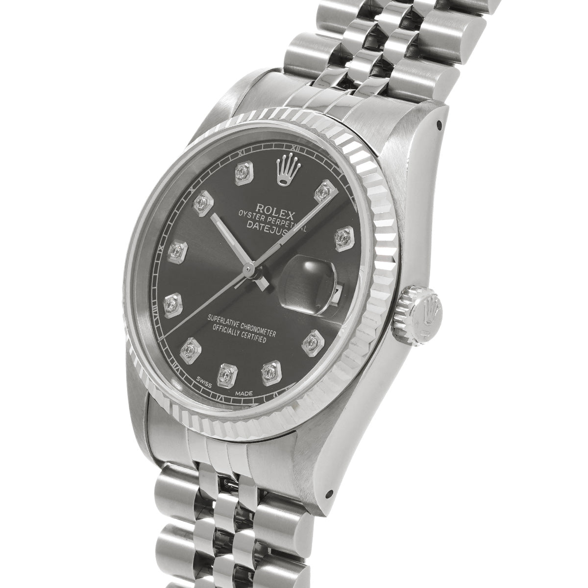 DATE JUST 16234G E (manufactured circa 1990) Black/Diamond ROLEX Men's [Pre-Owned].