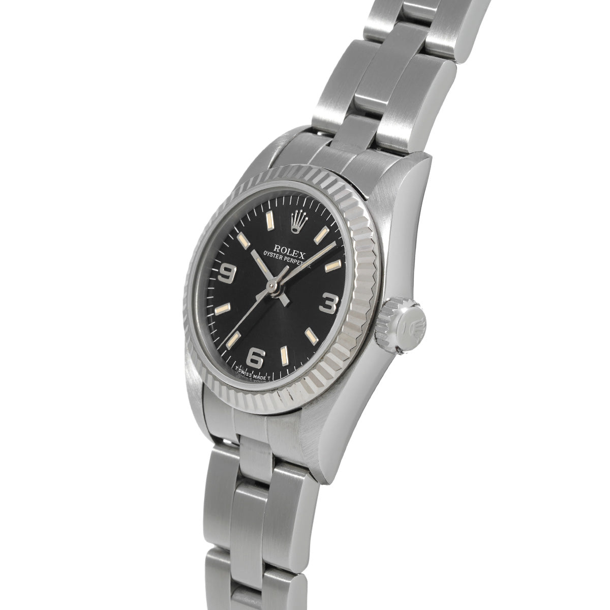 Oyster Perpetual 67194 W (manufactured circa 1995) Black ROLEX Ladies [Pre-Owned].