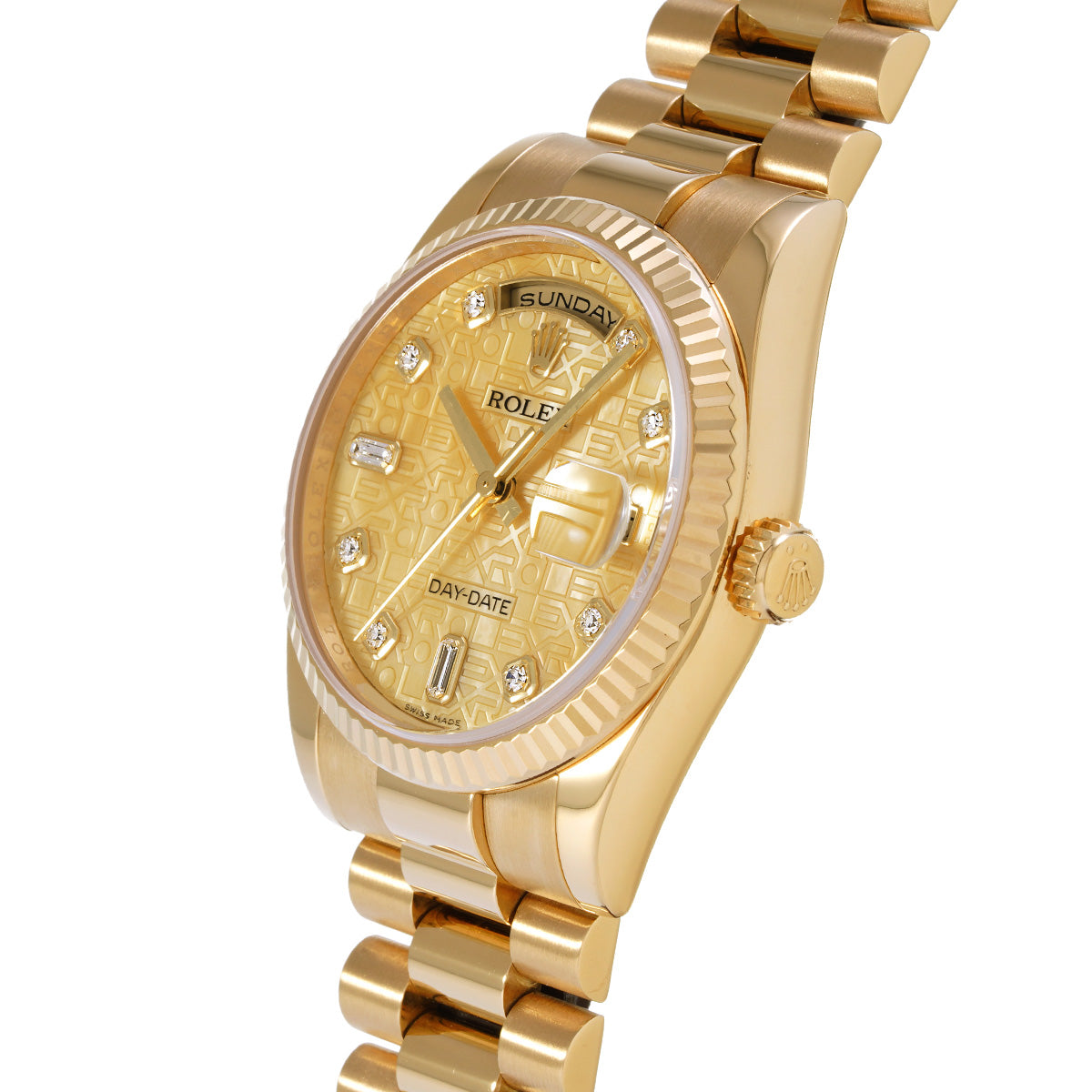 Day Date 36 118238A M No. (manufactured circa 2007) Yellow Shell Computer/Diamond ROLEX Men's [Pre-Owned].