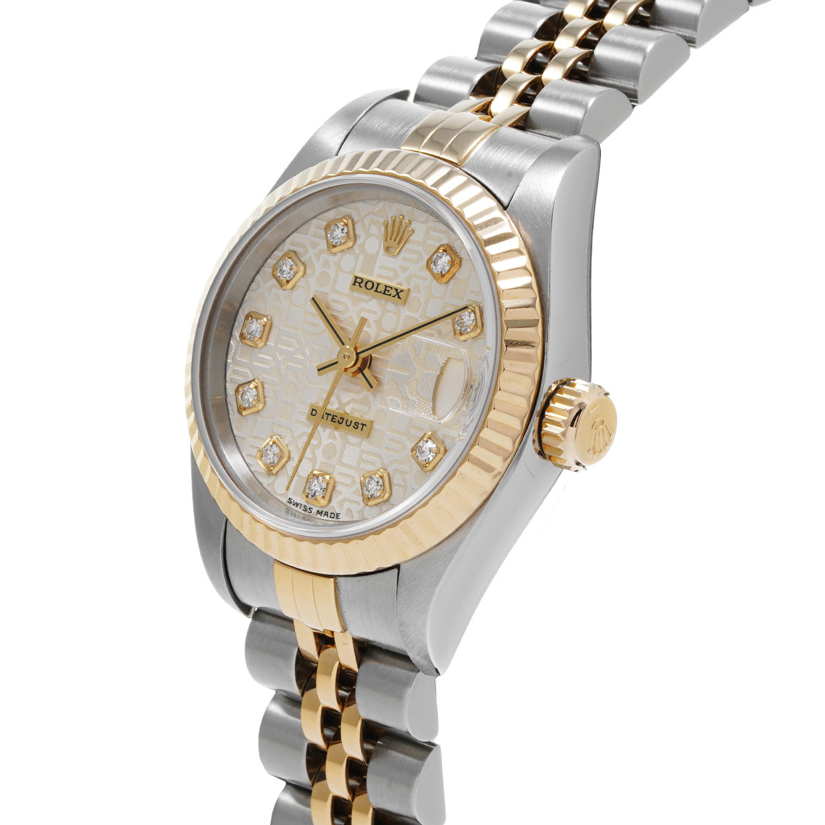 DATE JUST 69173G W (manufactured circa 1996) Silver Computer/Diamond ROLEX Ladies [Pre-Owned].