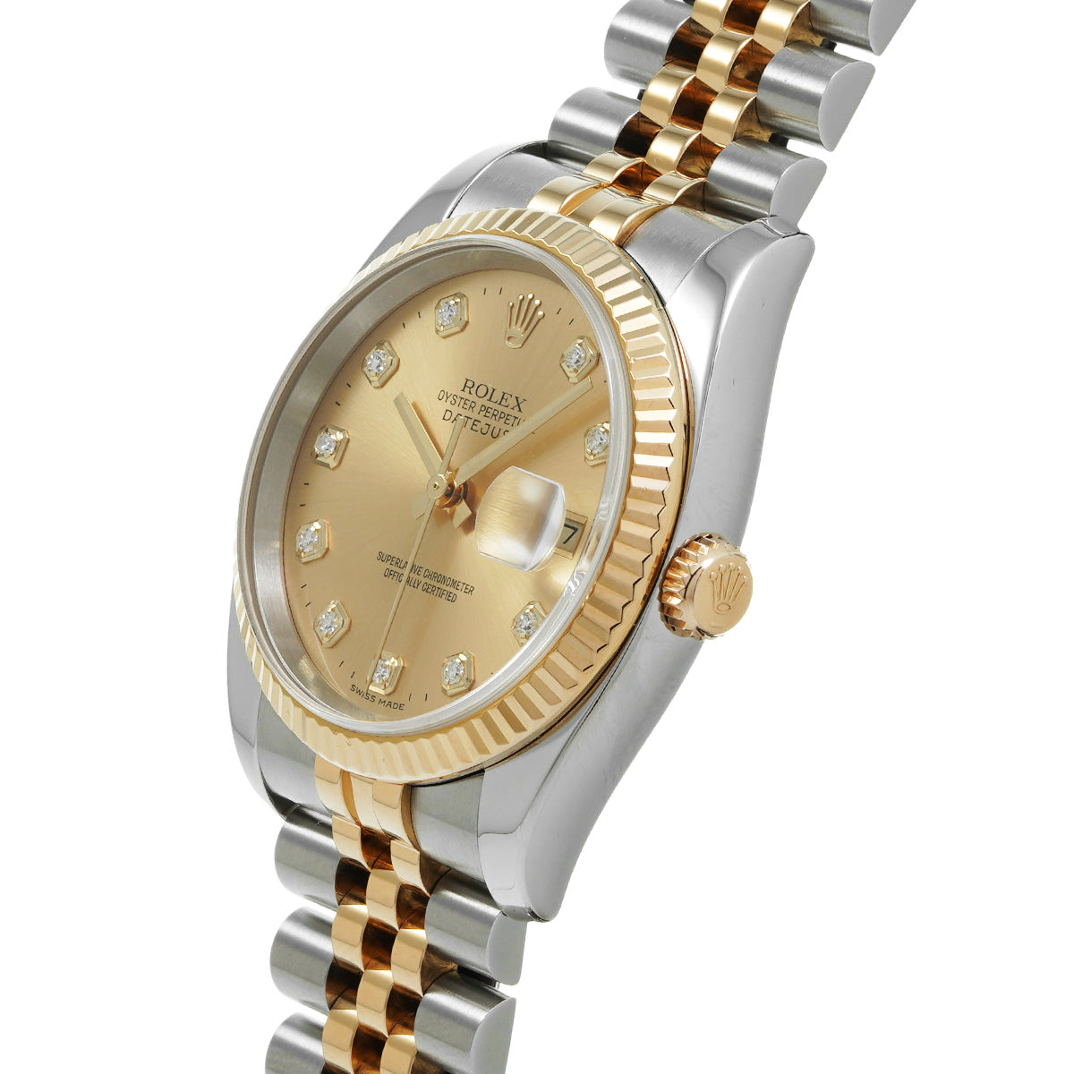 DATE JUST 116233G F (manufactured circa 2004) Champagne/Diamond ROLEX Men's [Pre-Owned].