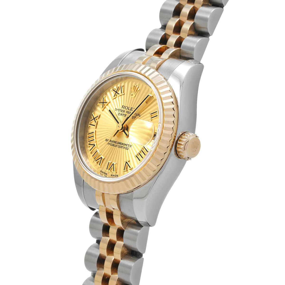 DATE JUST 179173 D (manufactured circa 2005) Champagne Sunbeam ROLEX Ladies [Pre-Owned].