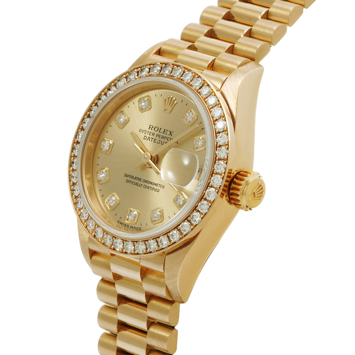 DATE JUST 69138G W (manufactured circa 1996) Champagne/Diamond ROLEX Ladies [Pre-Owned].