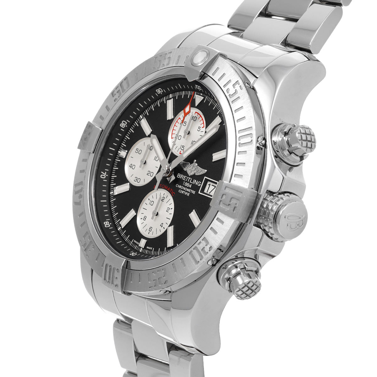 Super Avenger II A1337111/BC29 Black/Silver BREITLING Men's [Pre-Owned].