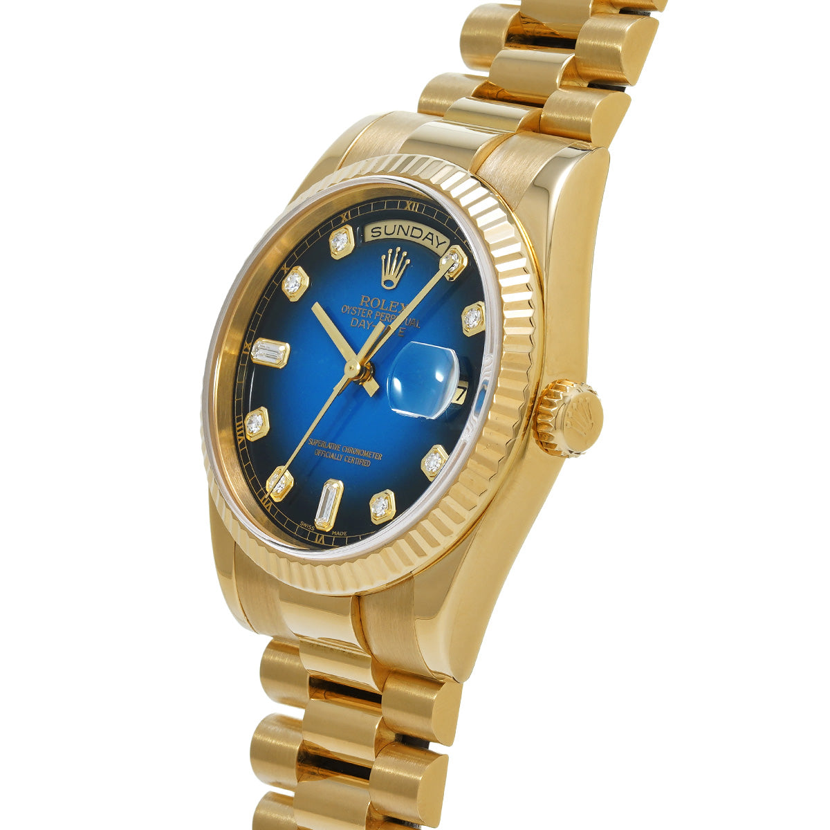 Day Date 118238A K (manufactured circa 2002) Blue Gradation/Diamond ROLEX Men's [Pre-Owned].