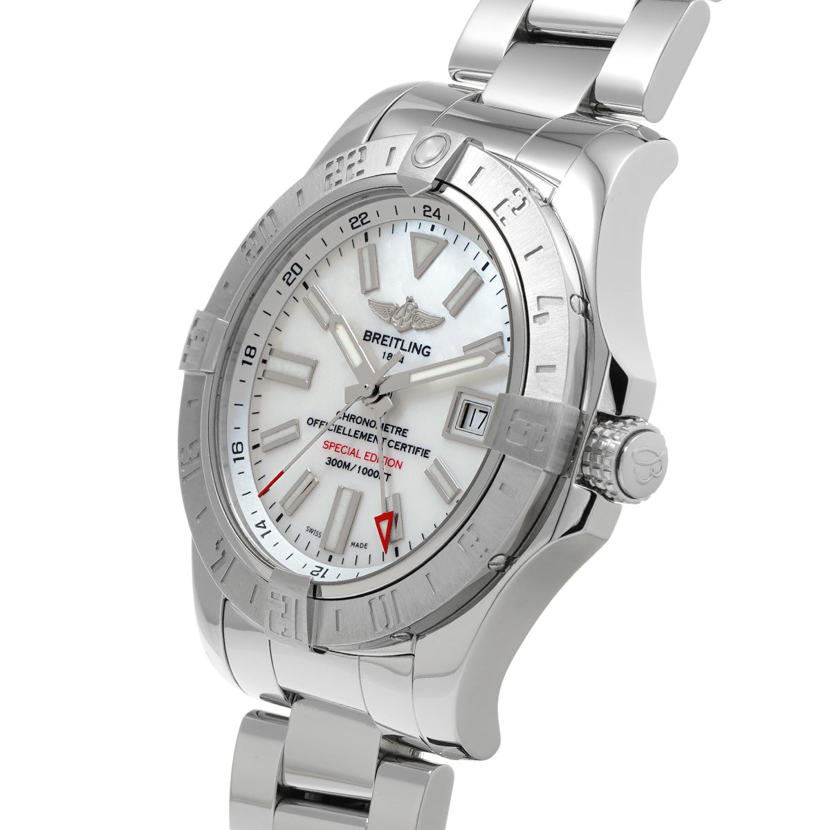 Avenger II GMT Mother of Pearl Japan Limited Edition A3239011/A809 White MOP BREITLING Men's [Pre-Owned].