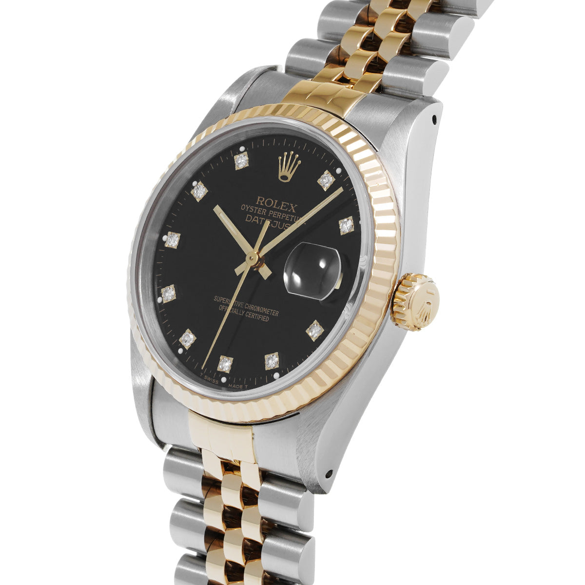 DATE JUST 16233G E (manufactured circa 1990) Black/Diamond ROLEX Men's [Pre-Owned].