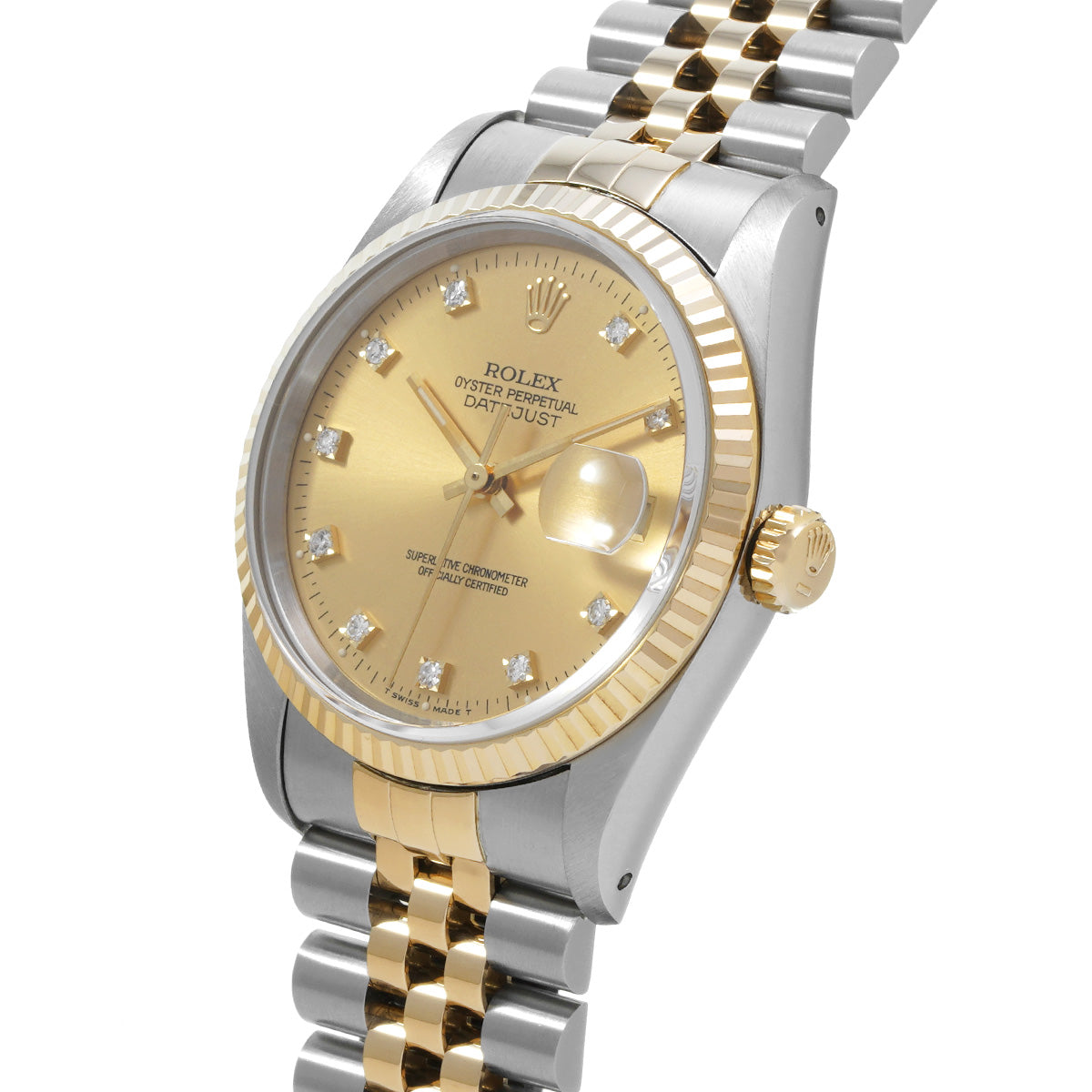 DATE JUST 16233G X (manufactured circa 1991) Champagne/Diamond ROLEX Men's [Pre-Owned].