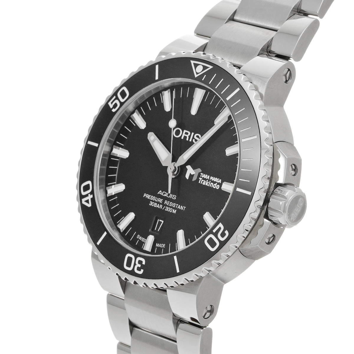 Aquis Date 01 733 7730 4134 Black ORIS Men's [pre-owned].