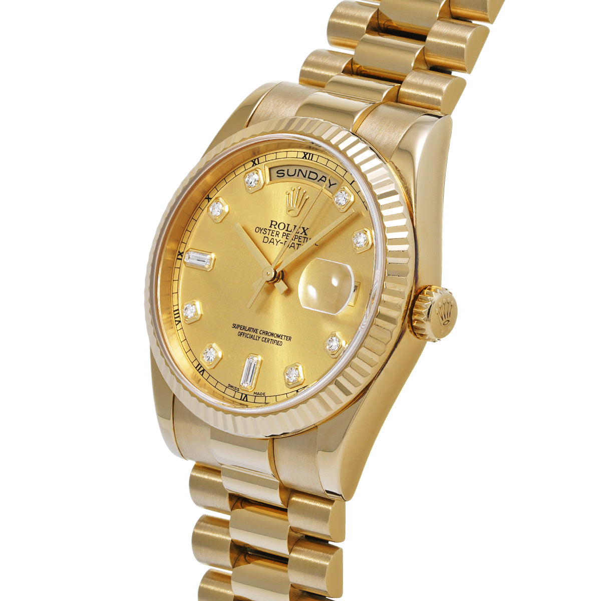 Day Date 118238A K (manufactured circa 2001) Champagne/Diamond ROLEX Men's [Pre-Owned].